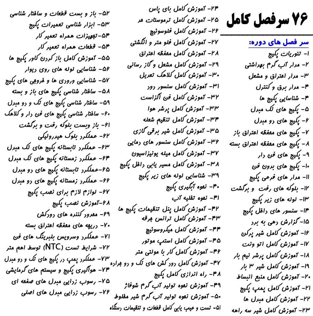 بسته خود آموز تعمیرات تخصصی پکیج ها